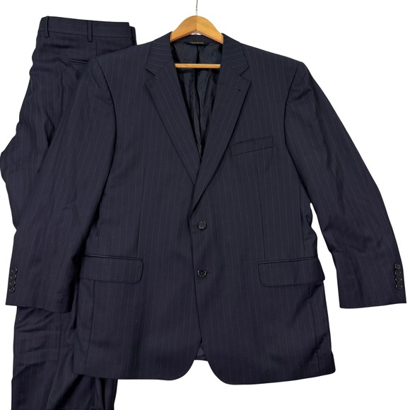 Jos. A. Bank Other - Jos A Bank Mens 46R Suit Navy Blue Pinstripe Signature Gold Wool 2 Button 39x28